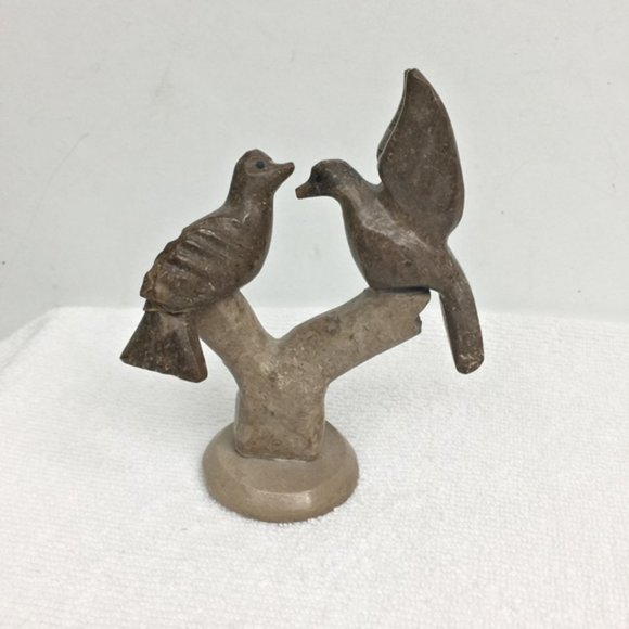 Love Birds Figurine Brown Tan Carved Stone 4 1/2" - Picture 5 of 8